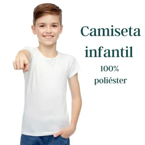 Camiseta infantil branca 100% poliéster