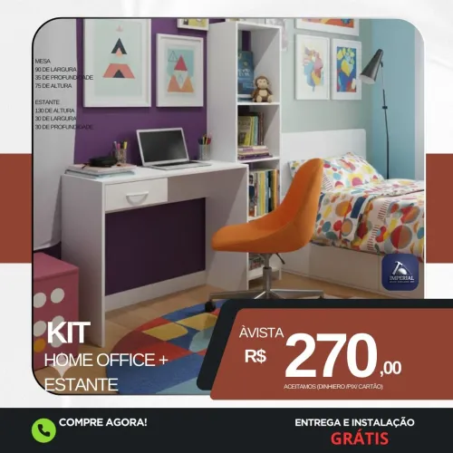 Escrivaninha com gaveta + estante