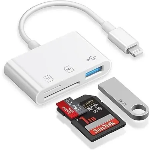 Adaptador Leitor de Cartão SD/TF e USB para iPhone/iPad