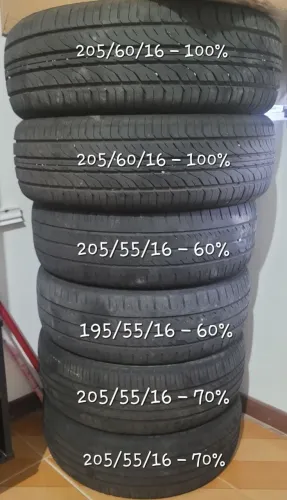 Pneus 195/55/16 60% - 205/55/16 75% - 205 (Leia a descrição)/60/16 100%
