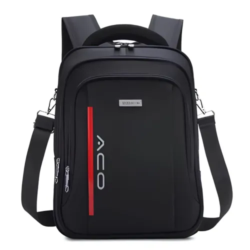 Mochila Para Notebook até 14" Unissex à Prova D'Água com Alça Lateral Cor Preta - Aco