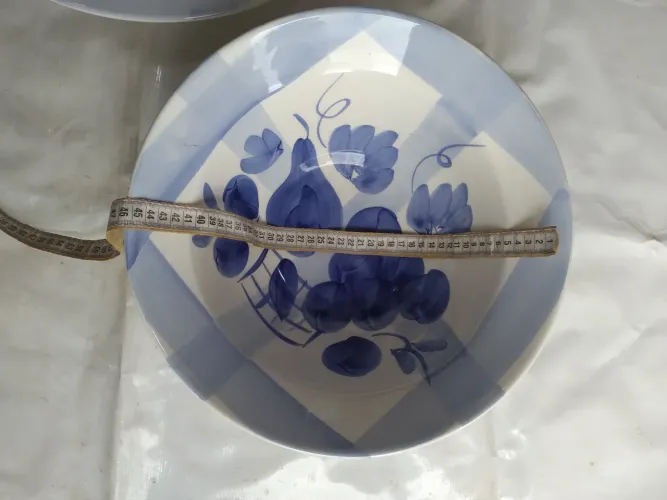 3 tigelas grandes florais azul