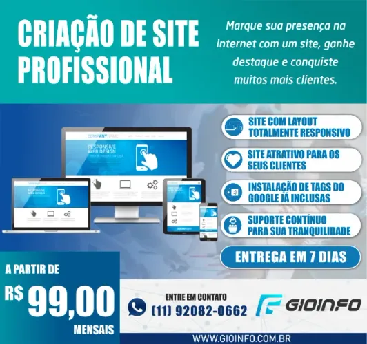 Criação de site a Partir de R$ 99,00 Mensais
