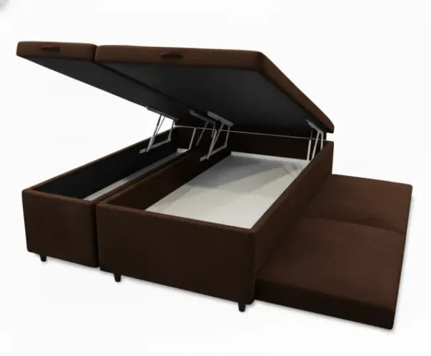 CAMA BOX BAU XOM AUXILIAR CASAL SEM COLCHÃO