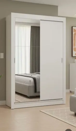 Guarda roupa solteiro armário quarto Denver  Madesa 2pts correr espelho 