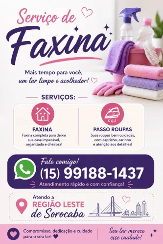 FAÇO FAXINA E PASSO ROUPAS
