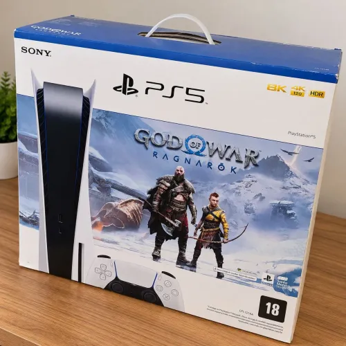 Playstation 5 com leitor de discos, 825GB, controle original (Dualsense) e base com cooler