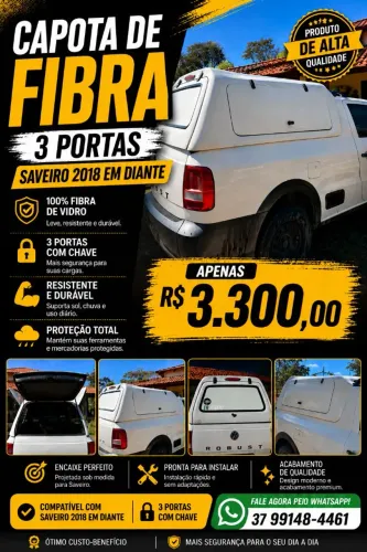 Capota de fibra para saveiro 2018 a 2026