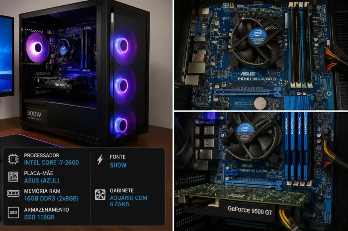? PC Gamer i7 2600 | 16GB RAM | SSD | Gabinete Aquário RGB