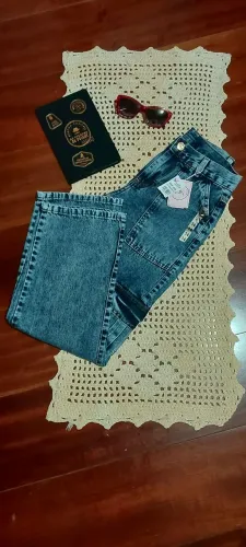Calça Jeans Cargo Juvenil Feminina Tamanho 14 Cintura Alta