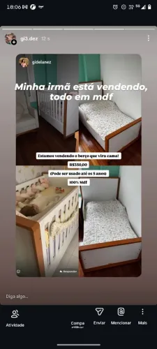 Berço cama MDF estado de novo