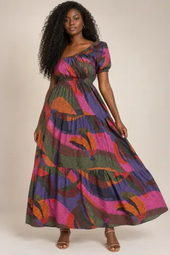 Vestido longo de um ombro só