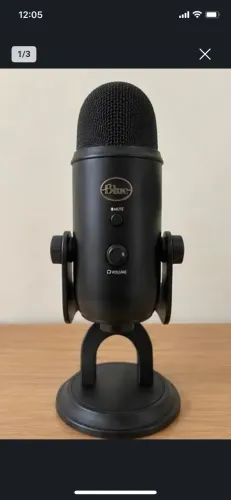 Microfone USB Logitech Blue Yeti, Condensador Multipadrão preto