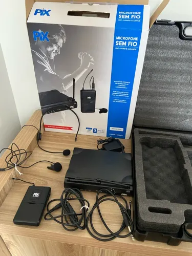 Microfone sem fio UHF PIX( Lapela e Auricular ) novo