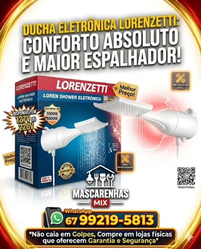 Chuveiro Ducha Loren Shower Eletrônico Lorenzetti COD: 086