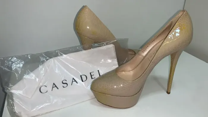 Scarpin Casadei Original Salto Alto Meia Pata Nude - Luxo (italiano)