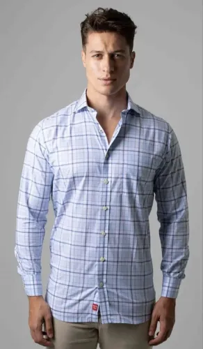 Camisa xadrez Brooksfield manga longa masculina - nova