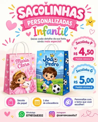 Sacola de aniversário personalizada