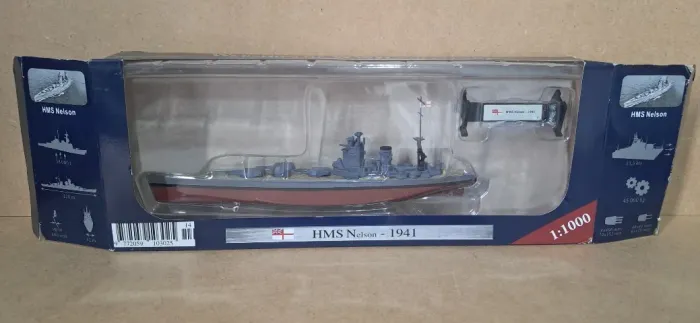 Miniatura diecast navio Encouraçado HMS NELSON-UK da 2ª Guerra Mundial - escala 1/1000