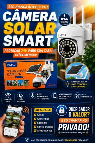 ? Câmera Solar Wi-Fi com Visão Noturna e Monitoramento pelo Celular ?