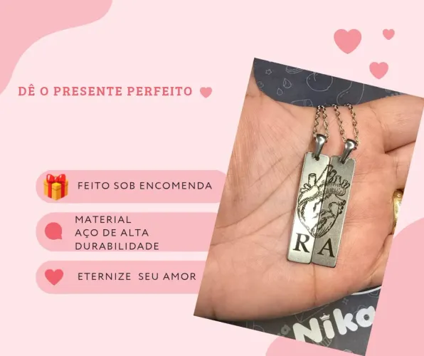 Chaveiro e colar personalizado 