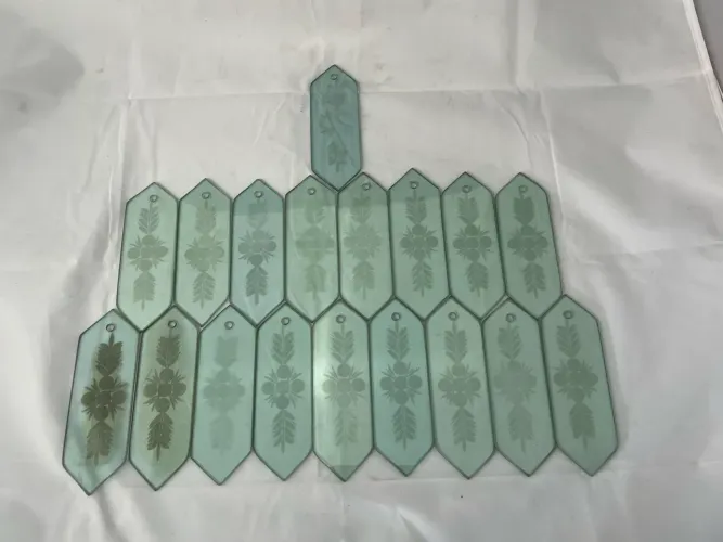Pingentes/Placa de Vidro Verde Fosco para Lustres Antigos
