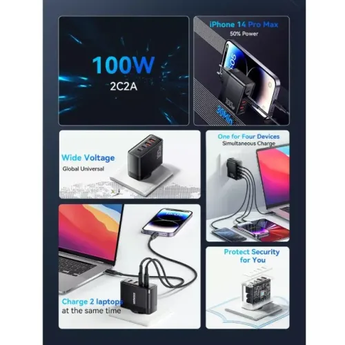 Carregador Essager 100W GAN + cabo 100w essager