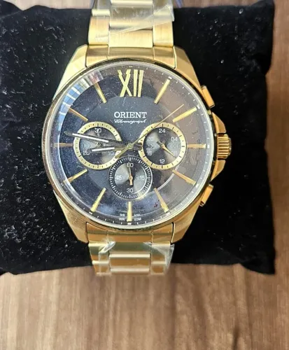 Relógio Orient Cronógrafo Dourado MGSSC043 Novo na Caixa