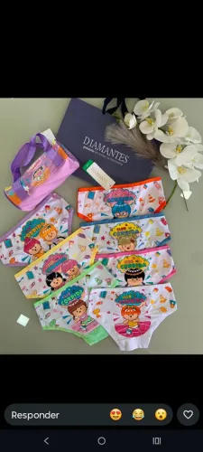 Calcinhas infantil diamantes semaninha com bolsa