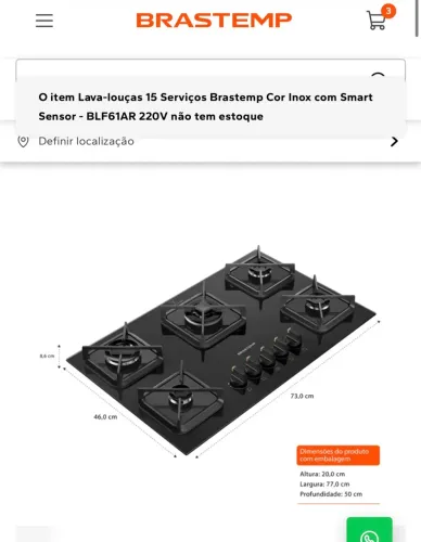 Fogão Brastemp cooktop grades em ferro fundido