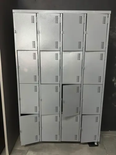 Armário Guarda Volume Roupeiro Aço 16 Portas Cinza