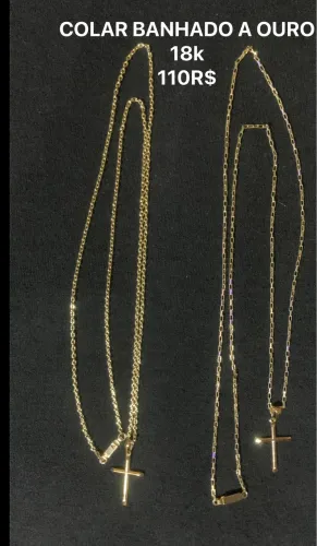 Colar banhado a ouro 18k pirgente crucifixo 