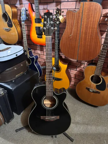 Violão Takamine GF15CE black regulado pré tp4t ANALISO TROCAS