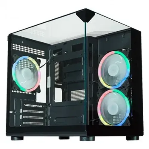 Gabinete Gamer K-Mex Aquário Visão Micro, CG-02M2, Lateral e Frontal em Vidro, Sem Fan, Pr