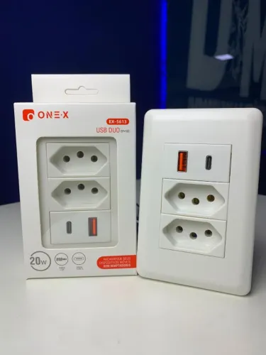 Tomada de Parede ONEX USB Duo EX-5613
