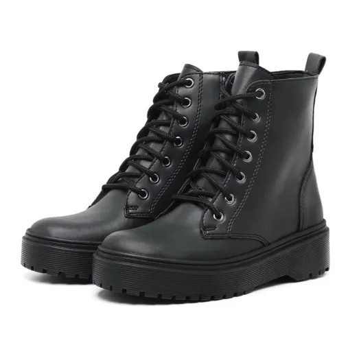 Bota cano curto coturno (preto fosco)