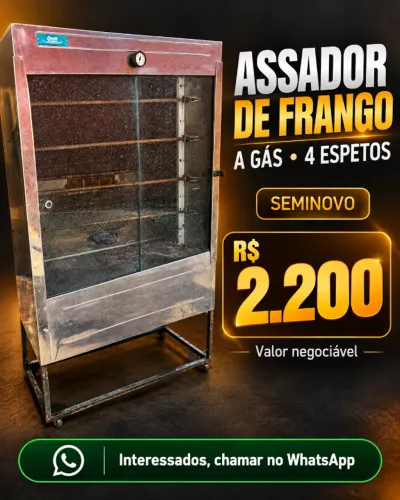 Assador de frango a gás 4 espetos seminovo