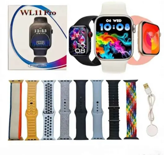 Smartwatch WL 11 Pro (retirada no Japiim). Com 8 pulseiras. 