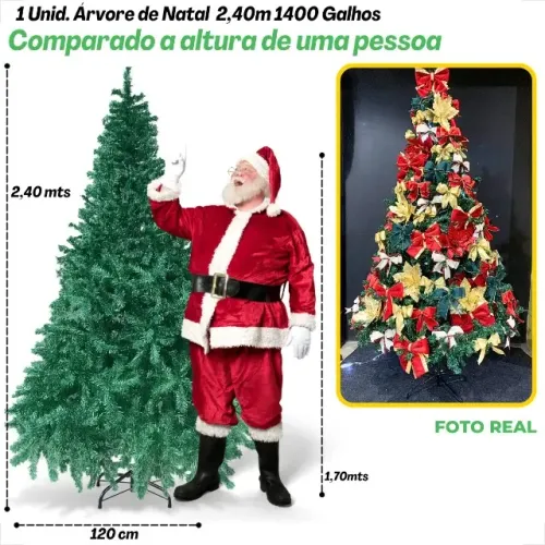 Arvore de Natal 2,40mts 1.800 galhos SEMI-NOVA (Usada apenas em dois natais)