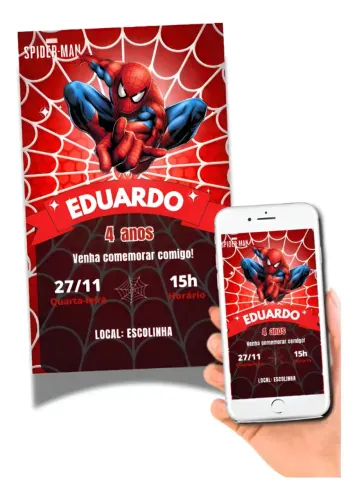 Convite Digital Homem-Aranha Personalizado