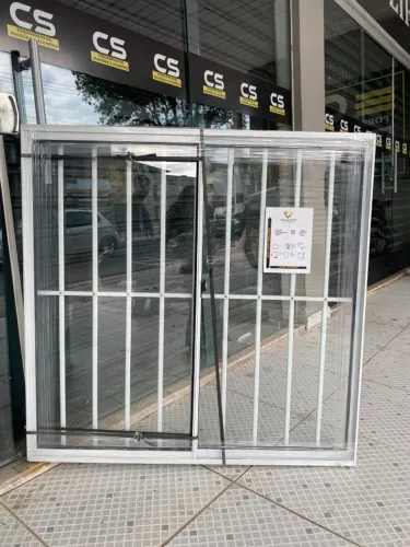 JANELA DE ALÚMINIO BRANCO COM GRADE 2F 1.00X1.00 - MEGA OPORTUNIDADE