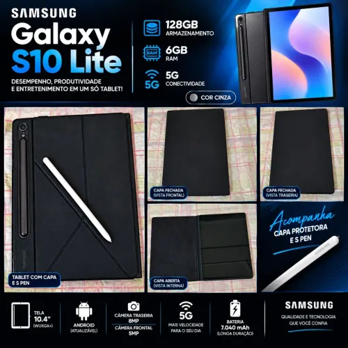 Tablet Galaxy S10 Lite Com 128gb 6gb Ram E 5g Cinza Samsung