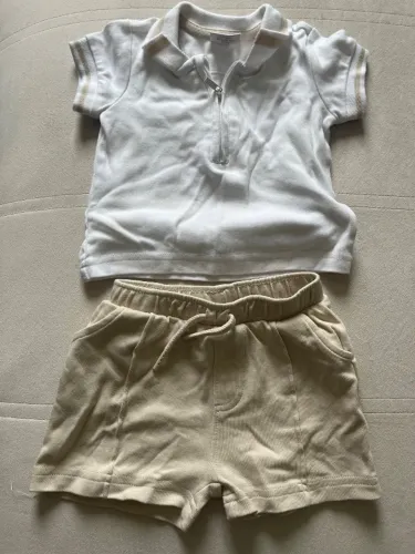 Roupinha infantil, camisa polo e shortinho tecido leve