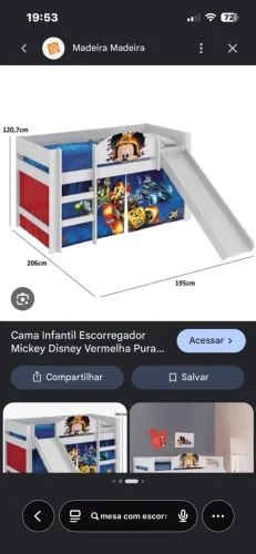 Cama com escorregador