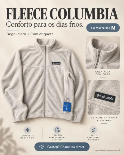 Fleece Columbia bege M Novo.