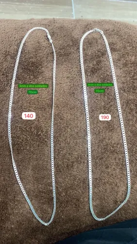 Corrente de prata 3mm e 4mm, elos soldados