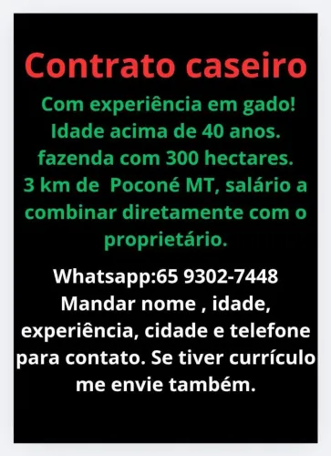 Caseiro/ Adninistrador de Fazenda 