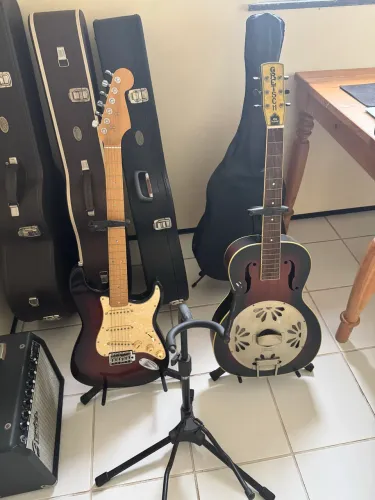 Guitarra Pallot e Violão Gretsch Eletroacústico Ressonador Alligator