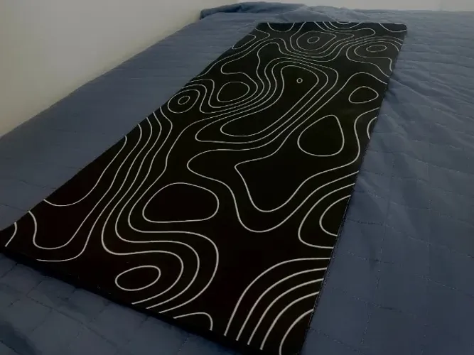 Mouse Pad Gamer 900x400mm Preto com Estampa Topográfica - Extra Grande