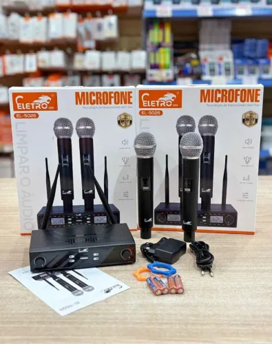 Microfone sem fio profissional duplo Eletro